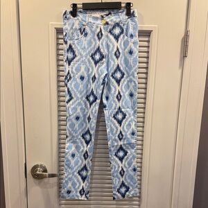 Gretchen Scott Designs Light & Navy Blue Ikat Skinny Jeans